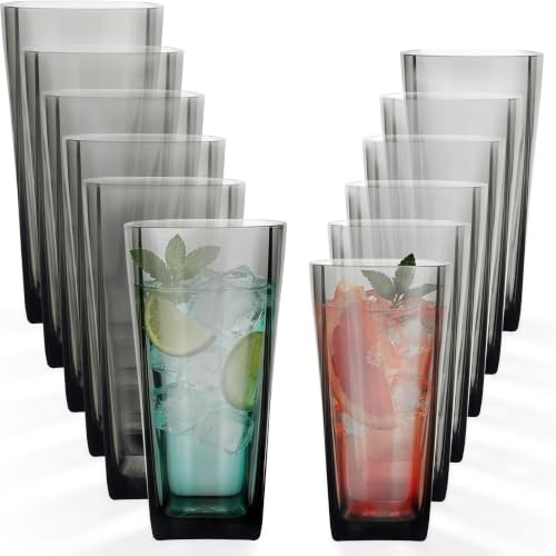 Top-spring 12+20 Oz Reusable Plastic Water Tumbler 12pcs Grey BPA Free