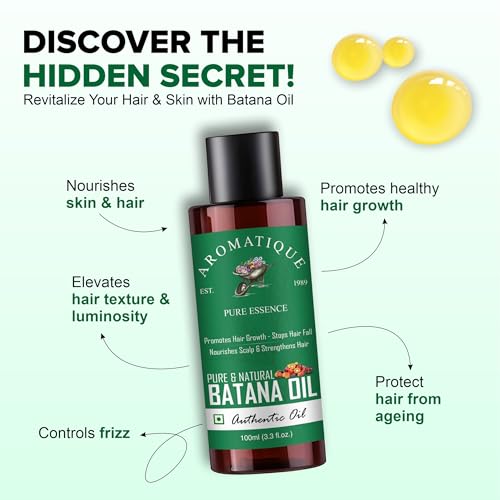 Aromatique Batana Oil Pure & Cold-Pressed Premium Hair & Skin Nourishment Sourced from Honduras Derived from Palm Nut Oil (100 ML) CLEAR
