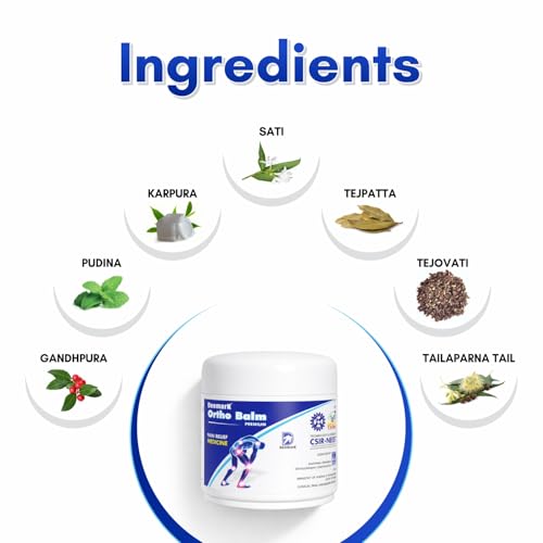 Image of Deemark Ortho Balm Natural Pain Relief Balm for Muscle & Joint Pain | Ayurvedic Formula | Suitable for Sports & Gym related injuries | (50 g (Pack of 5)) & 50ml Ortho Oil Free