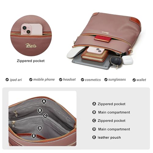 Image of BOYATU Leather Crossbody Bag for Women: Designer Shoulder Purse for Travel - Trendy Genuine Leather Handbag for Everyday