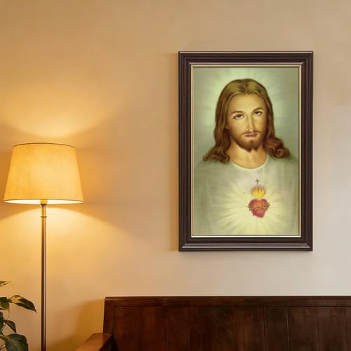 Impression toile Sacré-Cœur Jésus-Christ Saint-Esprit déco murale verte