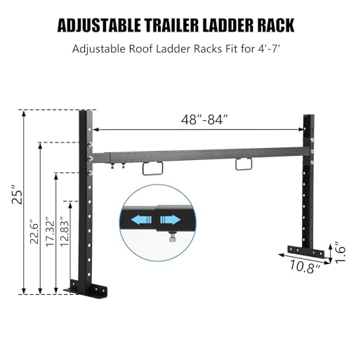 Colinktool Adjustable Roof Ladder Racks,Trailer Ladder Racks Fit for 4'-7' Enclosed Trailers Cargo Vans Trucks – 2 Pack, Black by Colinktool - Image 3