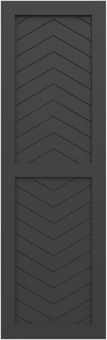 18"W x 30"H True Fit PVC Two Panel Chevron Modern Style Fixed Mount Shutters, Shadow Mountain (Per Pair - Hardware Not Included)