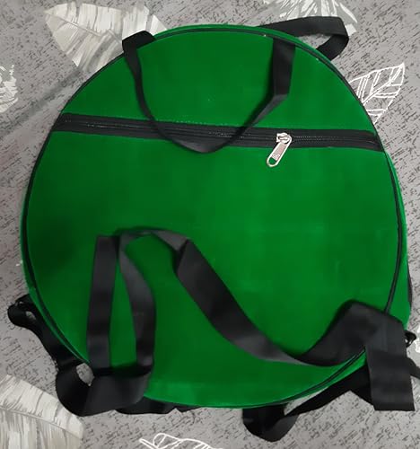 14インチ(直径37cm)(深さ9cm)シャーマンシャーマニック、手作り、クッション付きドラムバッグ、ベルベット生地、大きなフロントポケット1つ、4種類のベルトが含まれます(説明を読む)