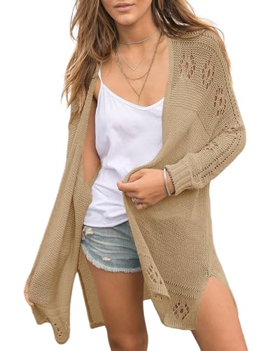 Image of Misassy Womens Open Front Knit Sheer Cardigans Summer Boho Lightweight Long Sleeve Kimono Long Sweater