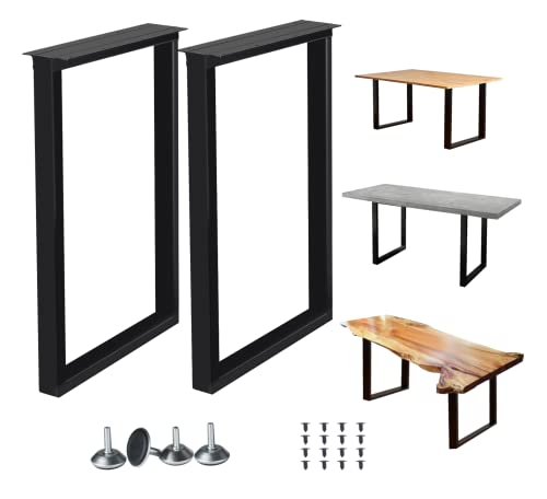 Lendpea Metal Table Legs Square Tube Table Legs,Heavy Duty Desk Legs Dining Table Legs Industrial Furniture Legs ,Modern Coffee Table Legs,Set of 2 28” Height 18  Wide