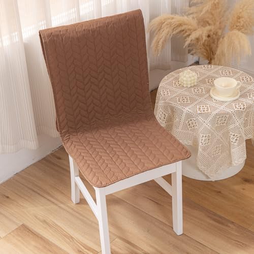 Image of HOMETHREADS Non-Slip Chair Cover-Universal Fit for Kitchen & Dining Chairs-Cushioned Comfort - Stylish Machine Washable Seat Cover -145x45Cm |(Light Brown, Pack of 8)