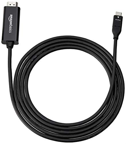 Image of Amazon Basics USB-C to HDMI Cable Adapter, Thunderbolt 3 Compatible, 4K@30Hz, Plug and Play, 6-Foot, Black