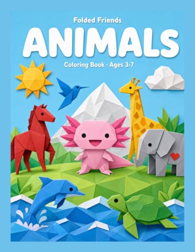 Folded Friends: Origami-Style Animal Coloring Book for Kids Ages 3-7 | 50 Big and Easy Pages with Fun Facts image 2
