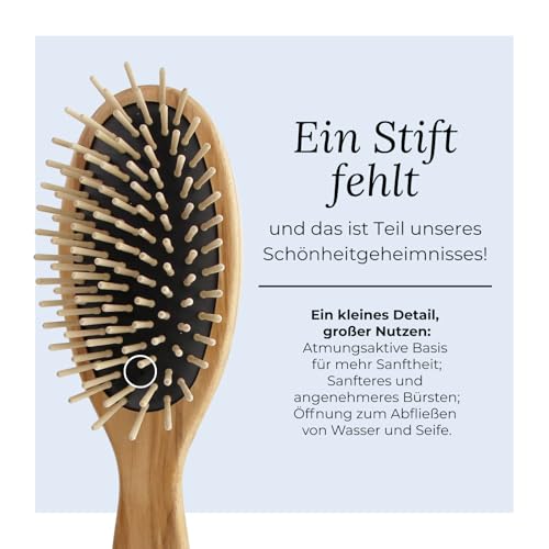 Haarbürste Holz Tek Ovale Holzbürste mit kurzen Stiften für alle Haartypen