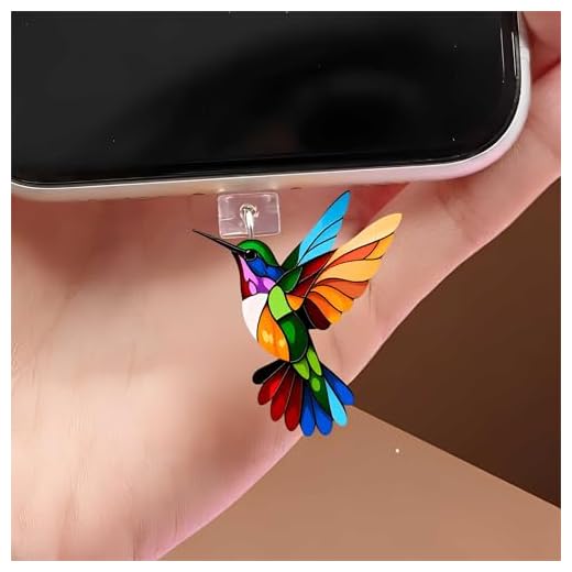 Colorful Hummingbird Dust Plug Acrylic Charms for electronic products,Type-C Charging Port Dust Plugs Pendant Compatible with E-Reader Phone Tablet, Gift for Christmas, Birthday, Anniversary Day