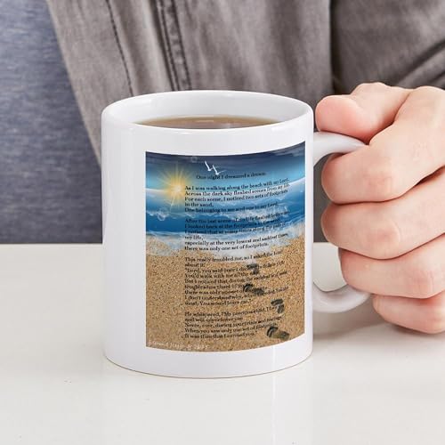 Taza de cerámica 11 oz Footprints In The Sand miniatura 4