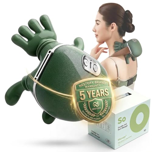 Image of Nestory Bionic Heated Massager, Wireless Portable Shiatsu Neck and Back Massager, Electric Deep Tissue 4D Kneading Massage, Simulated Human Hand Design for Pain Relief and Muscle Relax (GREEN) (With 5 Years Brand Warranty Card Included ) (With 5 Years Brand Warranty Card Included )