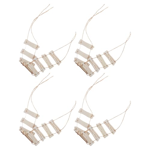 SEWACC 4 Pezzi Mini Scala in Legno per Decorazione Giardino Scala Corda Autoassemblante per Micro Paesaggi Accessorio Versatile per Piante e Case delle Bambole Ornamento Fiabesco per