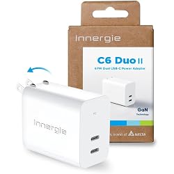 Innergie C6 Duo II 67W USB C Charger, 2-Port Foldable Wall Charger Charging Block QC 4.0 PD 3.0 PPS 25W, Fast Charging for Galaxy iPhone 16 Pro Max iPad Air Mini MacBook Phone Laptop Power Adapter
