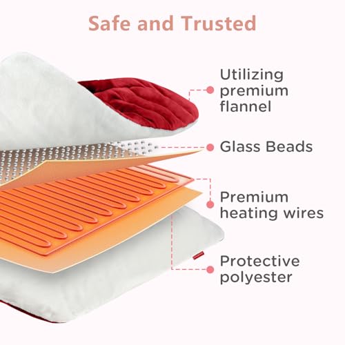 Image of Comfytemp Weighted Heating Pad for Back & Period, 12x24 Extra Large Electric Heat Pad, 2.2 lb Neck Shoulder Heated Pad, 2H Auto-Off, Red