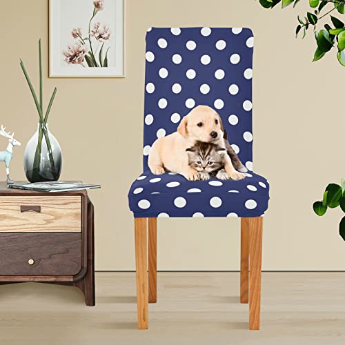 Alaza Stretch Chair Cover Slipcover, Stylish Navy Blue Polka Dot Super Soft Slipcover Machine Washable For Living Room, Wedding, Banquet #TOP5