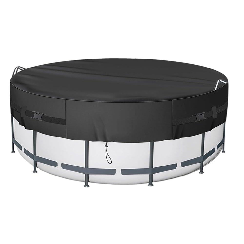 Copertura rotonda per piscine da 2,4/3,0/3,6 m, impermeabile, con corde di fissaggio e picchetti, protezione UV e protezione termica, per piscine da giardino, trampolini e mobili da esterno