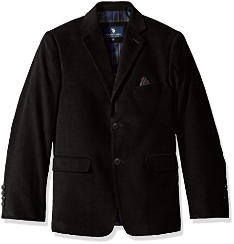 U.S. POLO ASSN. Boys' Sport Coat, CDM1010J-Corduroy-Black, 12