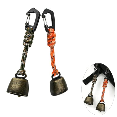 2 Stücke Wandern Rucksack Glocken, Kleine Glocken Für Outdoor Aktivitäten (Grün, Orange, Länge 14cm)