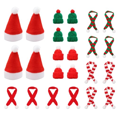ZYKORT 24 Stück Mini Weihnachtsmütze und Schal Set, Strickmütze des...