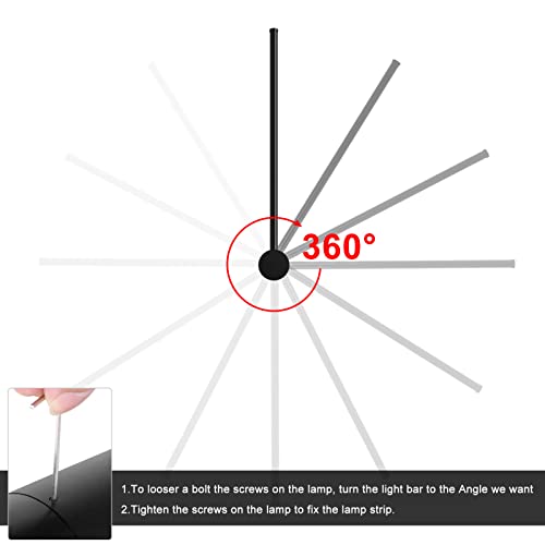 Phenas 12W Modern Led Wall Sconce Hardwired Indoor Led Wall Light Bar Black Led Wall Lamp Hardwired With 360° Rotatable Lamp Arm For Bedroom Living Room Hallway Staircase Aisle #TOP1