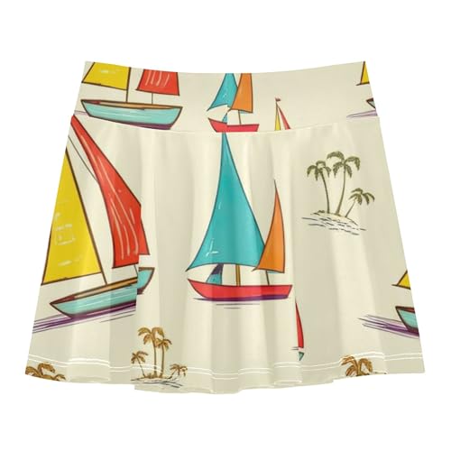 Athletic Shorts Girls Skorts Cute Sailboats Light Yellow Tennis Skirts Toddler 2 in 1 Butterfly 3t2