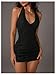 MakeMeChic Women's Y2k Sexy Mini Dress Deep V Neck Backless Bodycon Party Halter Dresses Black Medium