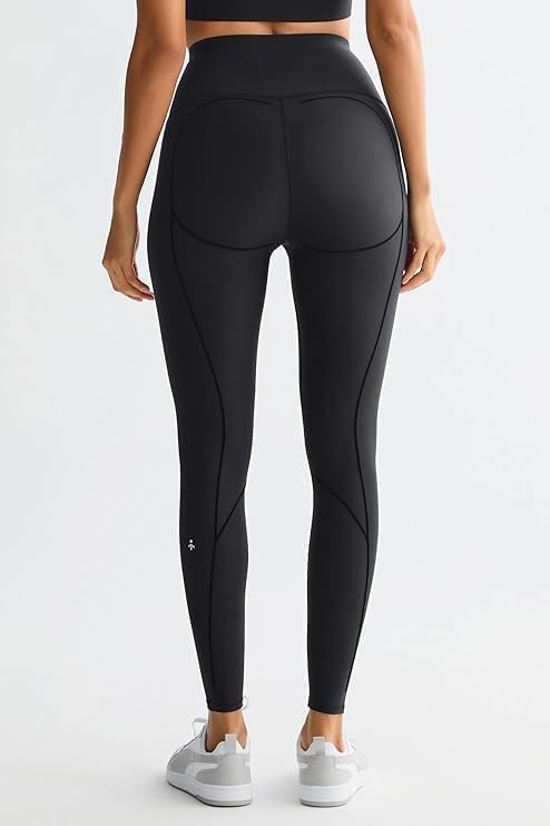 Orolay Resistance Leggings for Women Full Length Sculpting Compression Leggings with Built in Bands Tummy Control Yoga Pants Black - Image 2