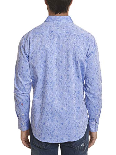 Robert Graham Men’s Hanging Gardens Woven Shirt, Long-Sleeve Button-Up Shirt For Men, Medium, Light Blue #TOP2