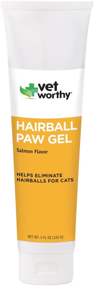 Vet Worthy Hairball Paw Gel Aid for Cats - Hairball Remedy for Cats for Digestive Aid and Hairball Relief - Daily Hairball Remedy - Easy to Give - Salmon Flavor - 5 oz