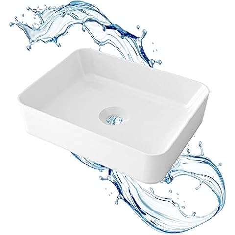 Lavabo sobre encimera rectangular blanco sin taladro grifo de STARBATH PLUS Cover