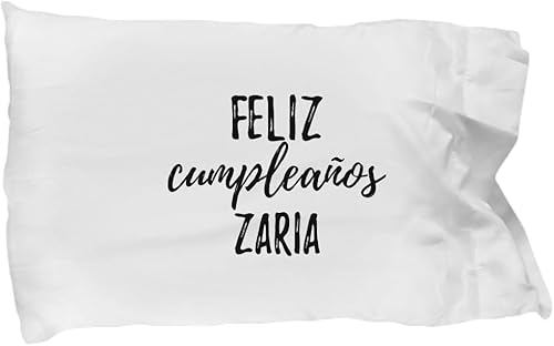 Feliz Cumpleanos Zaria Pillowcase Spanish Happy Birthday Personalized Name Gift Pillow Cover Case 20x30