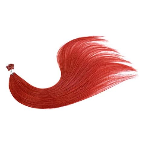 100s-16" 18" 20" 22" Pre Bonded Remy Human Hair Extensions-Stick Tip-60g-Grade AAA-Premium Quality-Multi Colors (18", Red) Cover