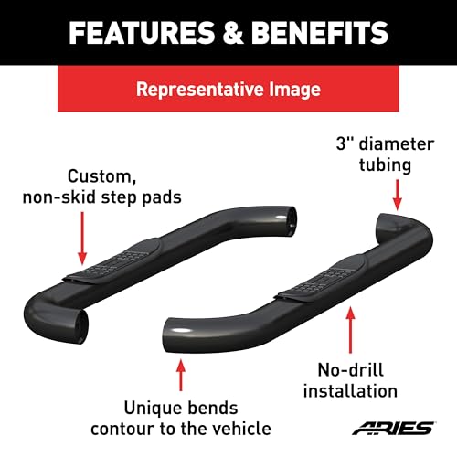 Barras Nerf ARIES 3 pulgadas redondas negras para Jeep Wrangler TJ miniatura 4