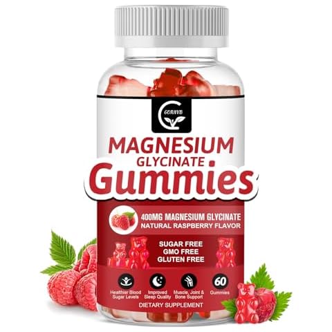 Magnesium Glycinate Gummies 400mg, Magnesium Potassium Supplement - Chelated Magnesium Potassium Complex with Vitamin D, B6, and CoQ10, Supports for Memory, Calm, Mood & Sleep - 60 Count (Pack of 1) Cover
