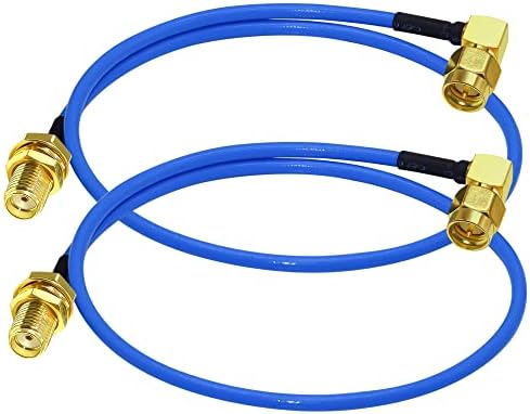 TUOLNK SMA Male Right Angle to SMA Female Coaxial Cable RG402 for 3G 4G LTE Antenna SMA to SMA Extension Cable Pigtail Cable 1.64ft(50cm) 2 Pack