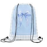 jejeloiu Mochila vintage com cordão padrão damasco 33 x 39,9 cm, Azul e branco, 13x15.7inch, Mochilas Daypack