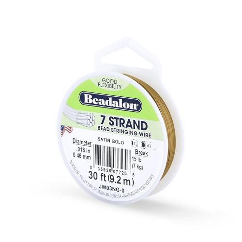 Beadalon 7-Strand Stainless Steel Beading Wire, .018 in / 0.46 mm - Satin Gold