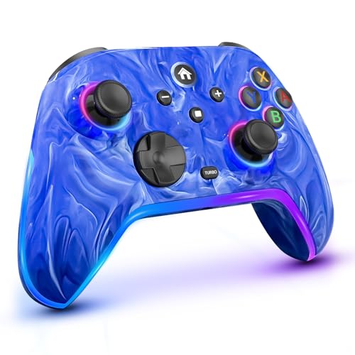 Image of Wireless Switch Controllers for Nintendo Switch /Lite /OLED /Switch 2, 1200mAh Rechargeable Pro Controller, 10 Colors LED Light up, Switch Turbo Remote with Vibration /Motion Control /Turbo /Gyro /Wake up