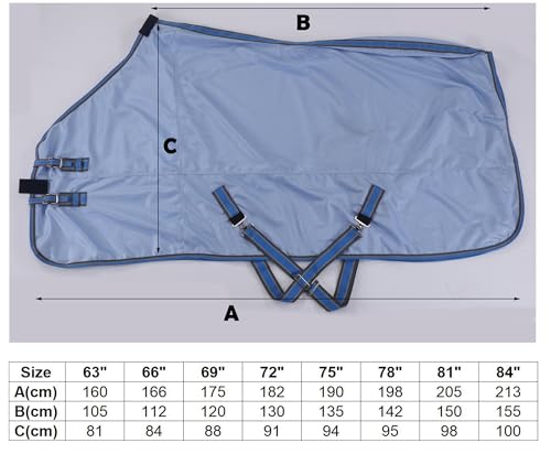Image of LEAFOREST Horse Mesh Fly Sheet Standard Neck Summer Rug Blue 69 inch
