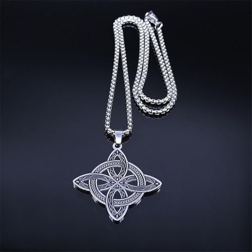 Collier de sorcellerie argenté avec nœud de sorcière et amulette slave mixte - 3