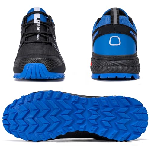 Image of Mens Trail Running Shoes Hiking Running Sneakers | Non Slip Outdoor Lightweight Breathable Walking Tennis Casual Comfortable Rubber Outsloe Lace Up Protective Upper