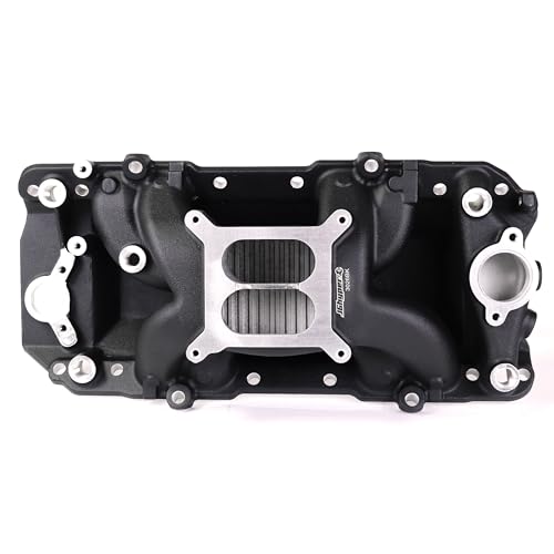JGhyperX 7561 53026 air gap Intake Manifold Aluminum Dual Plane Compatible with Chevy Big Block 1966-2000 BBC 396 402 427 454 6.5L 6.6L 7.0L 7.4L V8 Engine Black