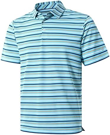 Golf Shirts for Men Short Sleeve Dry Fit Performance Multicolored Striped Pique Men’s Collared Polo Shirts