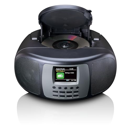 Lenco SCD-860 - Radio Cd Portatile - Radio Dab+ E Fm - Bluetooth - Lettore Cd Toploader - Display 2,4 Tft - Due Sveglie - 2 X 2 Watt Rms - 5 Tasti Di Memoria - Nero - 5