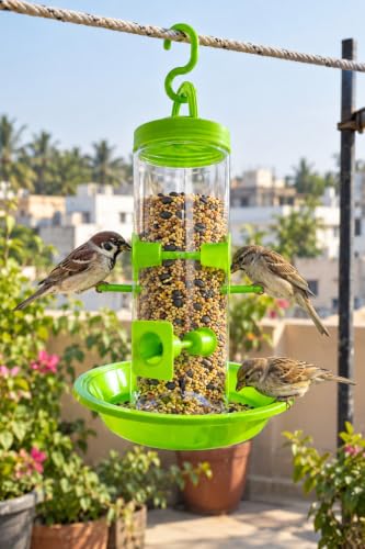 Image of Hanging Bird Feeder for Outdoor Garden| Balcony & Terrace | Lime Green
