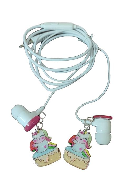 MPS MY PARTY SUPPLIERS® Random Color Unicorn Wired Earphone Cum Earrings with Mic Headphones for Girls Kids Ear Phones Fancy Head Phones (Unicorn) 3