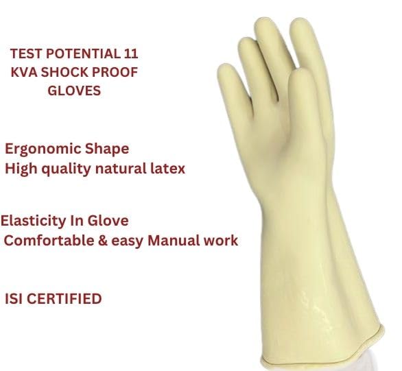 Image of 11 Kv Tested Safety Electrical Insulated Latex Rubber Seamless Rubber Gloves (BEIGE, PACK OF 2 PAIR)