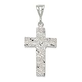 Solid 925 Sterling Silver Nugget Cross Pendant Charm - 46mm x 22mm